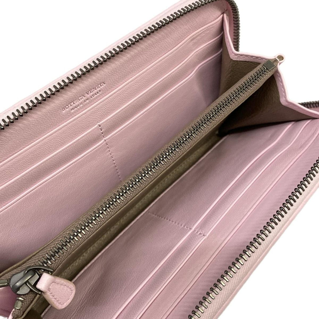 Bottega Veneta Wallet Intrecciato Pink Zip Around Embroidery Leather — view 3