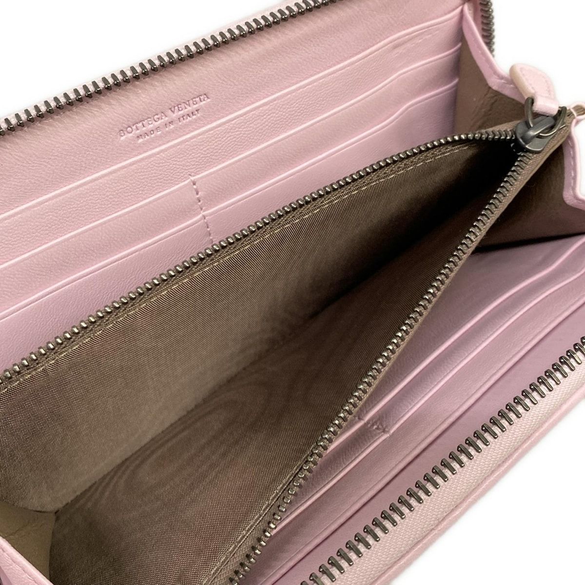 Bottega Veneta Wallet Intrecciato Pink Zip Around Embroidery Leather — view 4