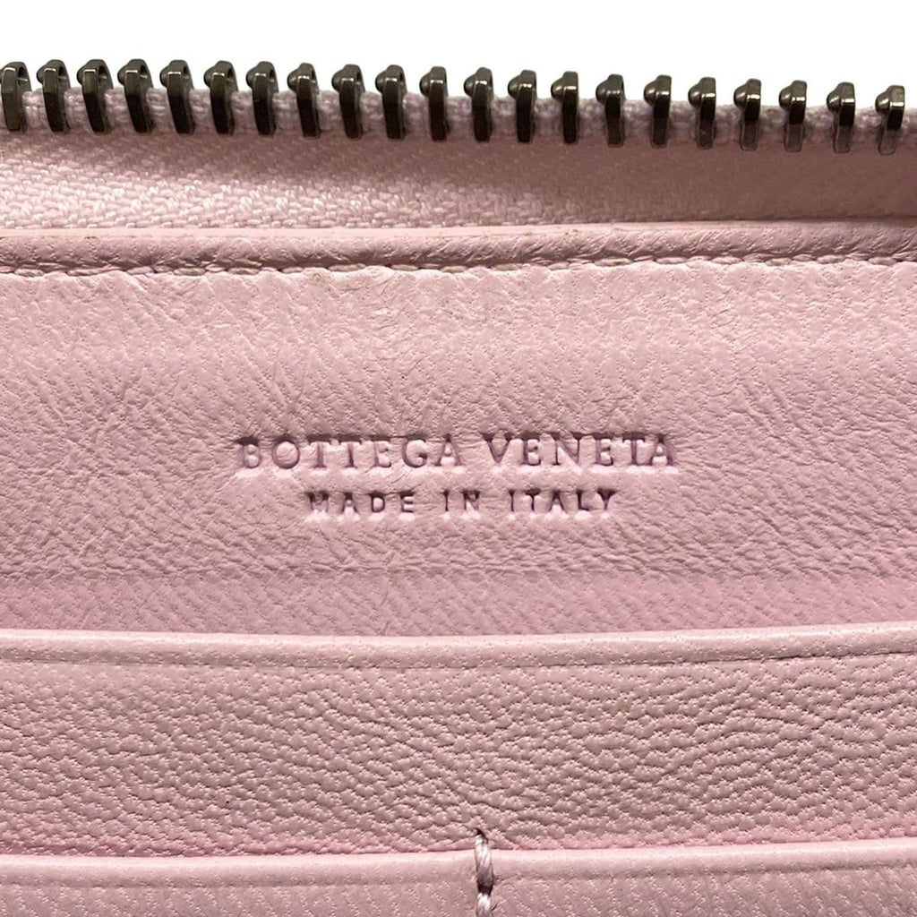 Bottega Veneta Wallet Intrecciato Pink Zip Around Embroidery Leather — view 5