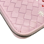 Bottega Veneta Wallet Intrecciato Pink Zip Around Embroidery Leather — view 6