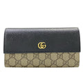 Gucci Wallet GG Marmont Continental Black Beige Ebony Leather