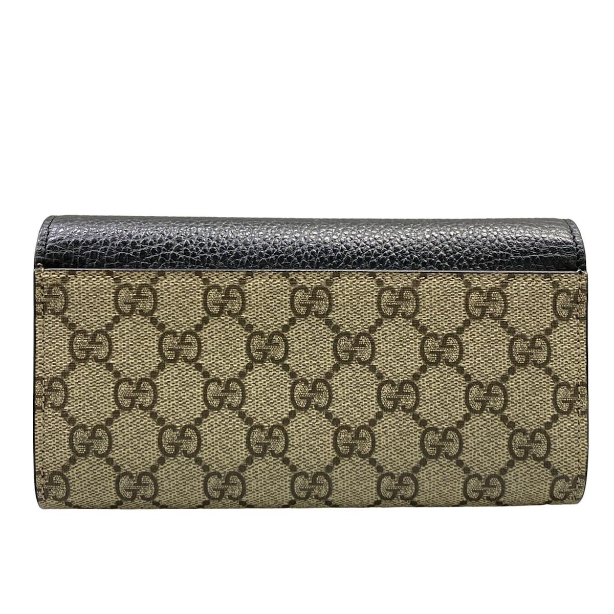 Gucci Wallet GG Marmont Continental Black Beige Ebony Leather — view 2