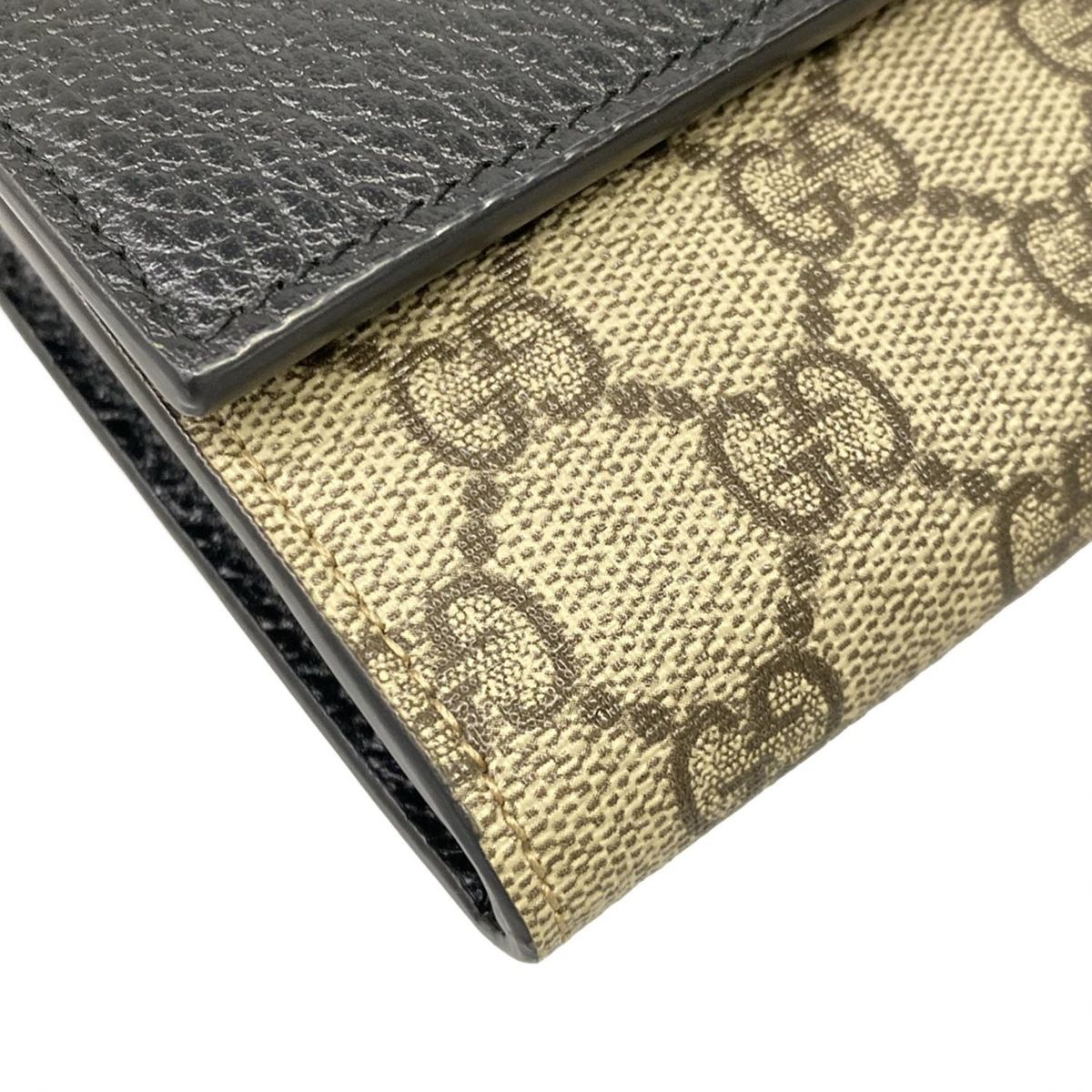 Gucci Wallet GG Marmont Continental Black Beige Ebony Leather — view 7