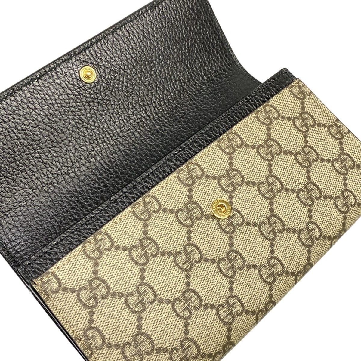Gucci Wallet GG Marmont Continental Black Beige Ebony Leather — view 3