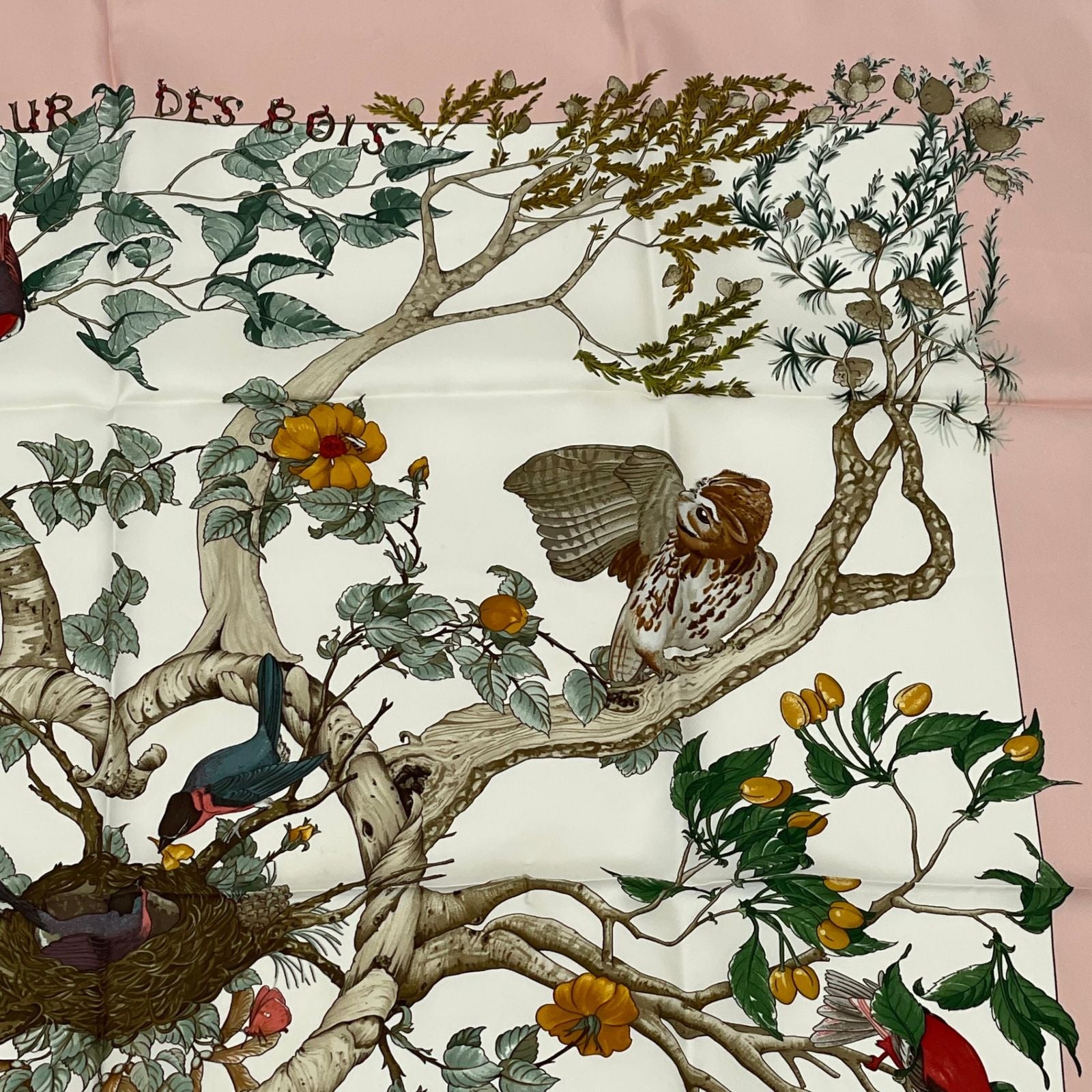 Hermes Carre 90 Coeur Des Bois in the Woods Navy Silk 100% Scarf — view 3
