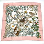 Hermes Carre 90 Coeur Des Bois in the Woods Navy Silk 100% Scarf