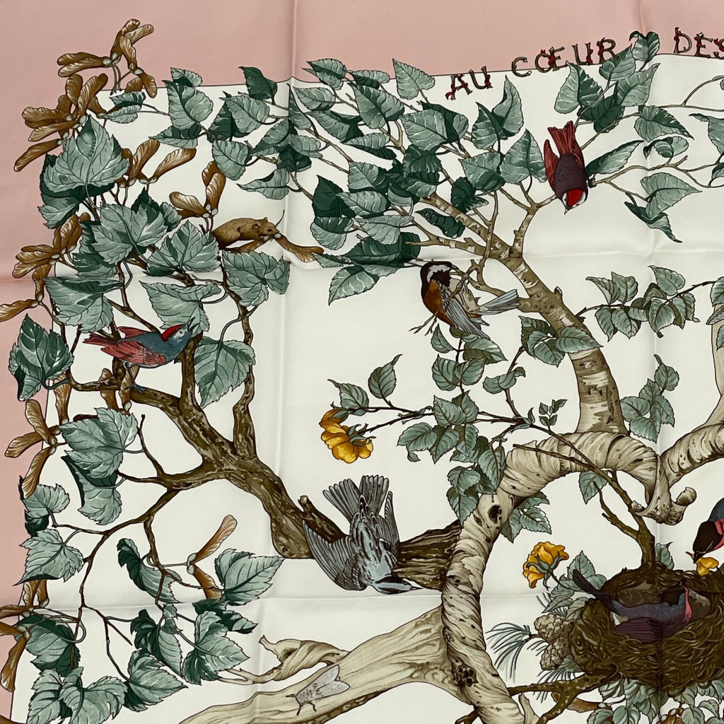 Hermes Carre 90 Coeur Des Bois in the Woods Navy Silk 100% Scarf — view 2