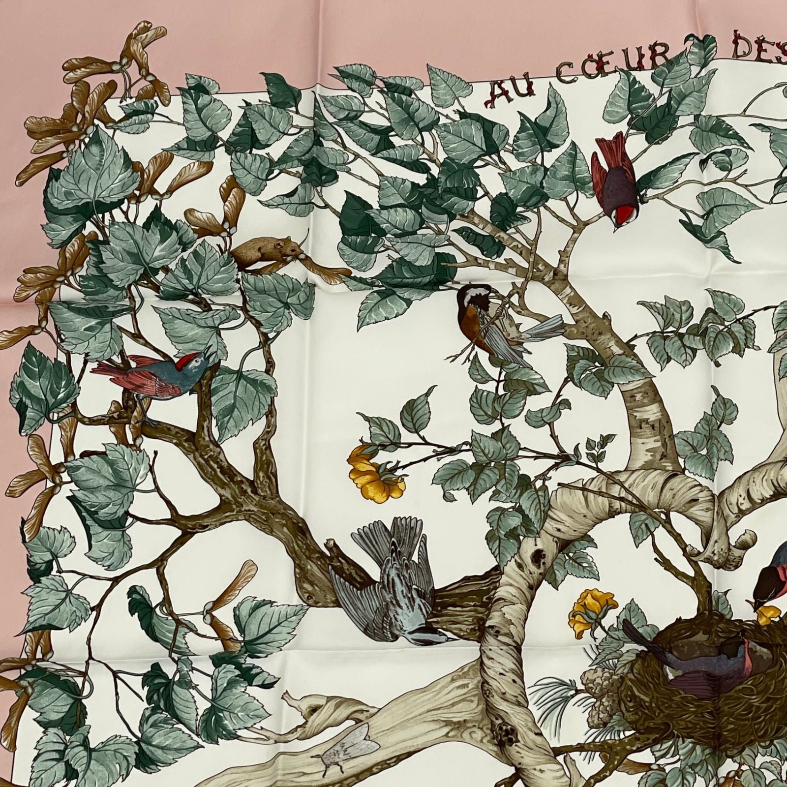 Hermes Carre 90 Coeur Des Bois in the Woods Navy Silk 100% Scarf — view 2
