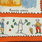 Hermes Carre 90 RE Tour a la Terre Return Silk 100% Scarf Yellow — view 6