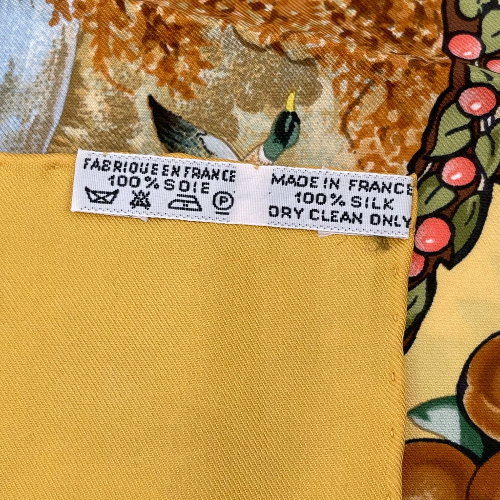 Hermes Carre 90 les Quatre Saisons Four Seasons Brown Animal Flower Scarf Silk — view 7
