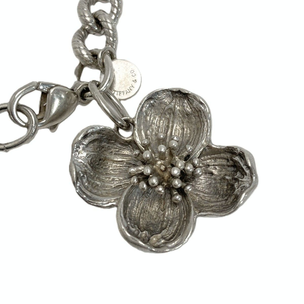 Tiffany & Co Twisted Rope Flower Charm Bracelet Silver Dogwood — view 2