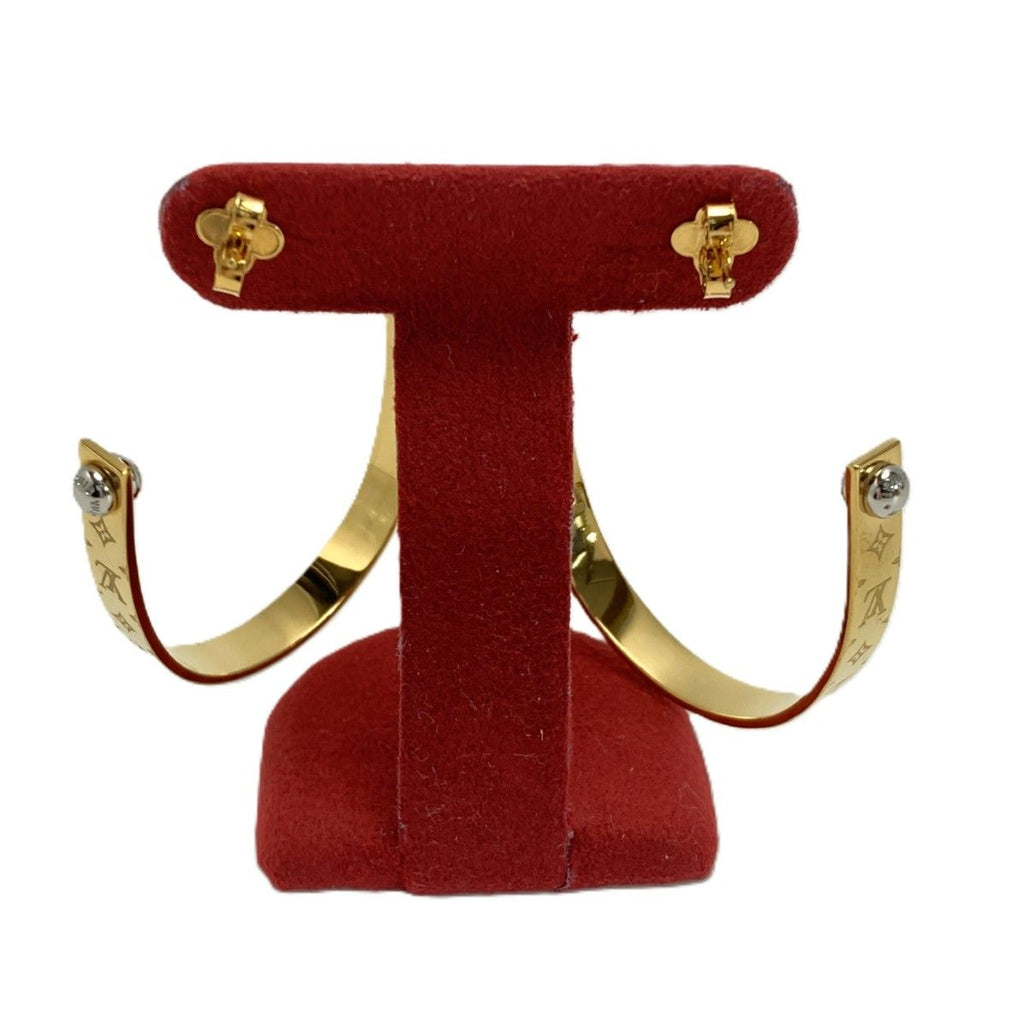 Louis Vuitton Hoop Nanogram Earrings Gold Box Cloth — view 2
