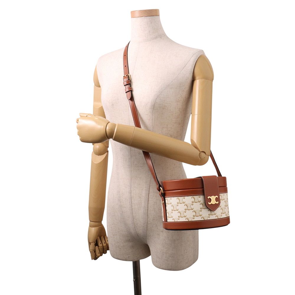 Celine Shoulder Bag Triomphe Tumble Leather White — view 4