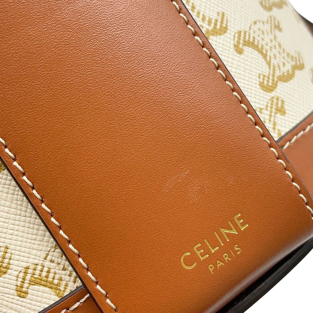 Celine Shoulder Bag Triomphe Tumble Leather White — view 7