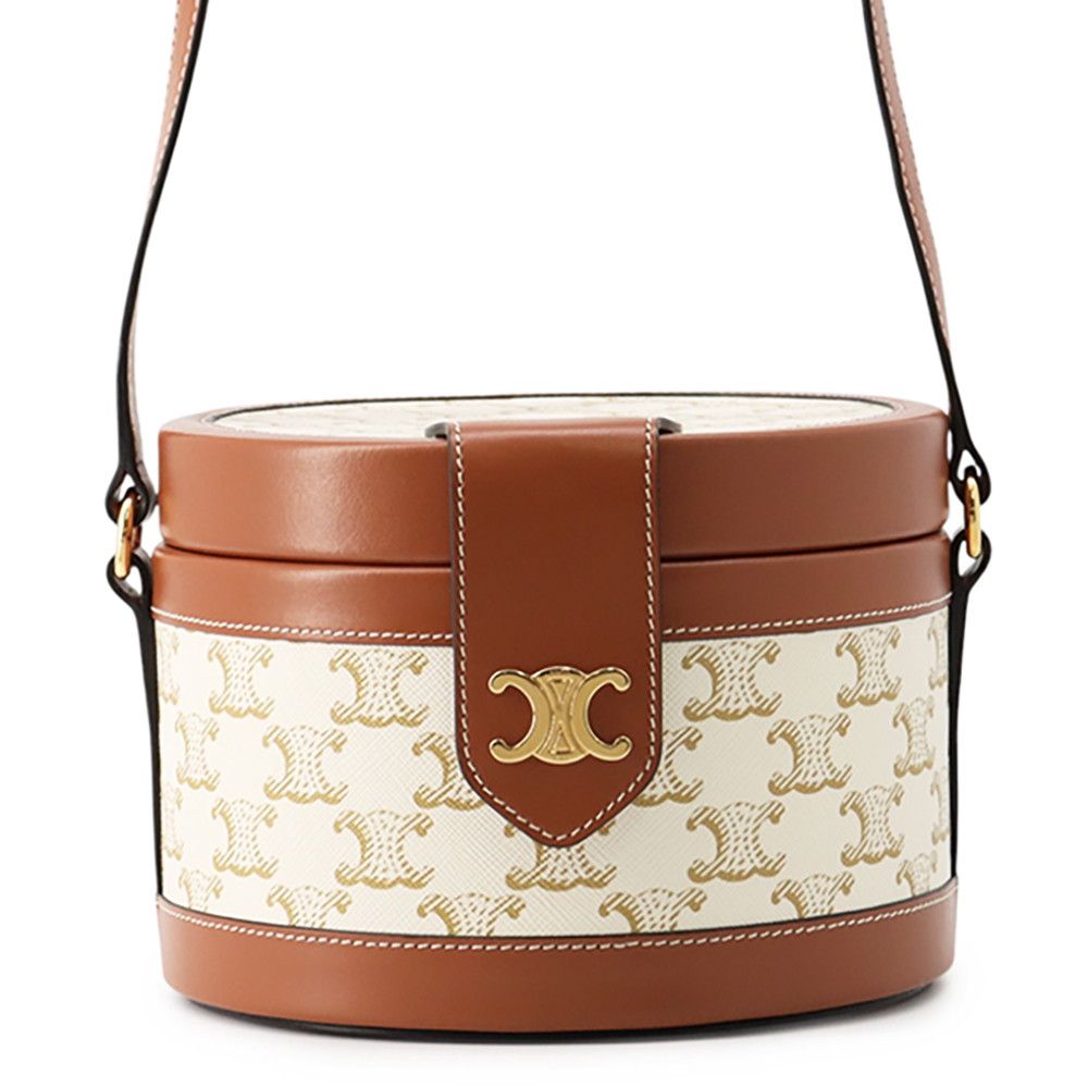 Celine Shoulder Bag Triomphe Tumble Leather White