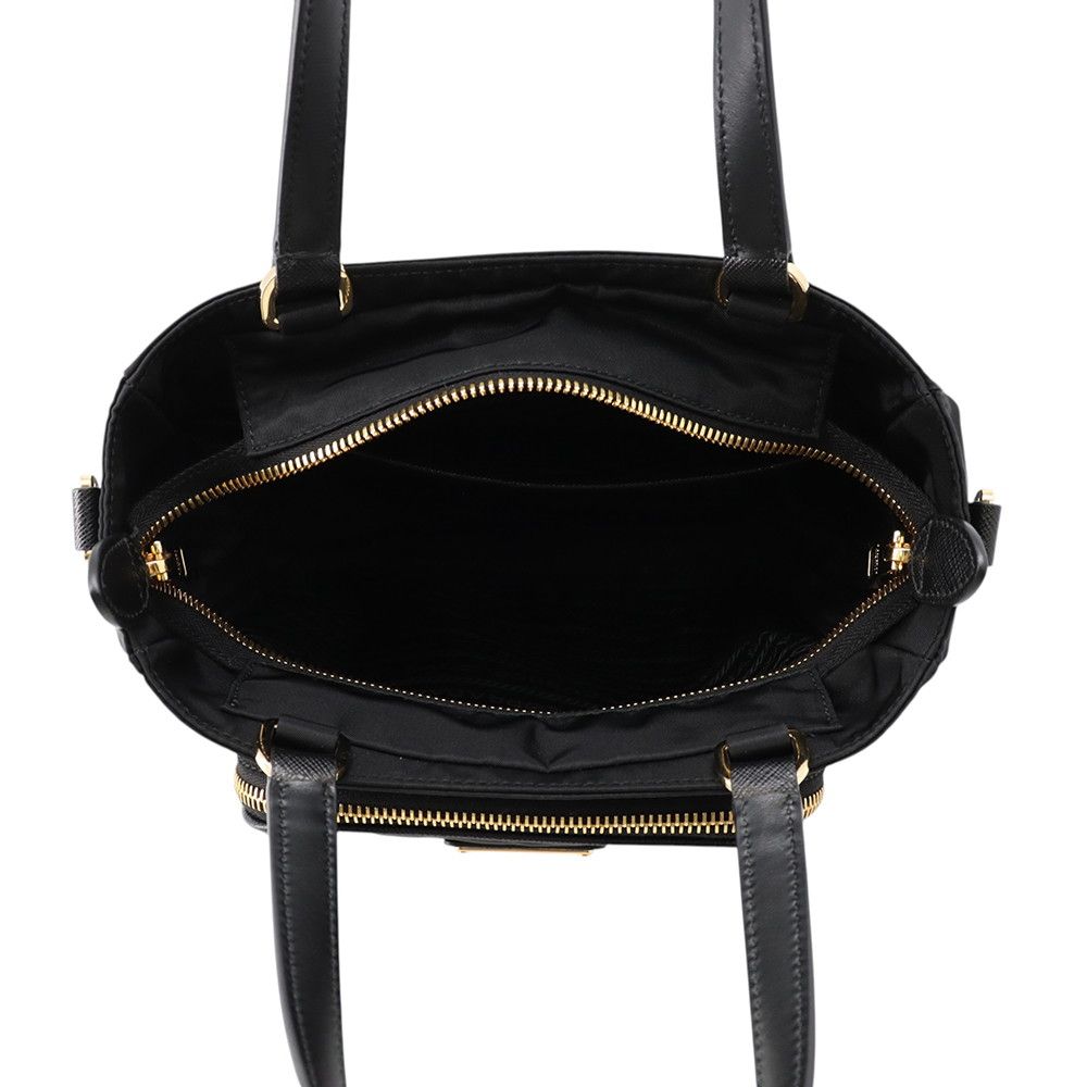 Prada Handbag Triangle Logo Saffiano 2-Way Shoulder Black — view 6
