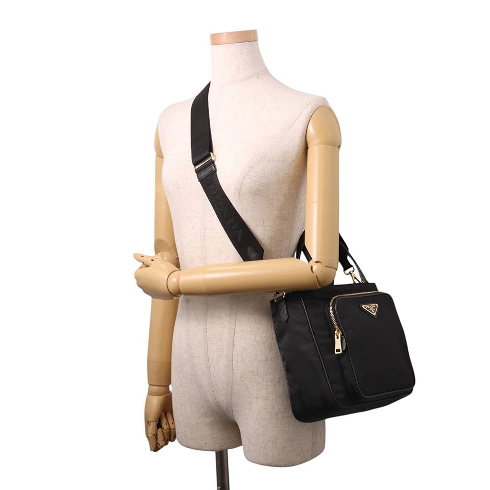 Prada Handbag Triangle Logo Saffiano 2-Way Shoulder Black — view 5