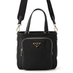 Prada Handbag Triangle Logo Saffiano 2-Way Shoulder Black