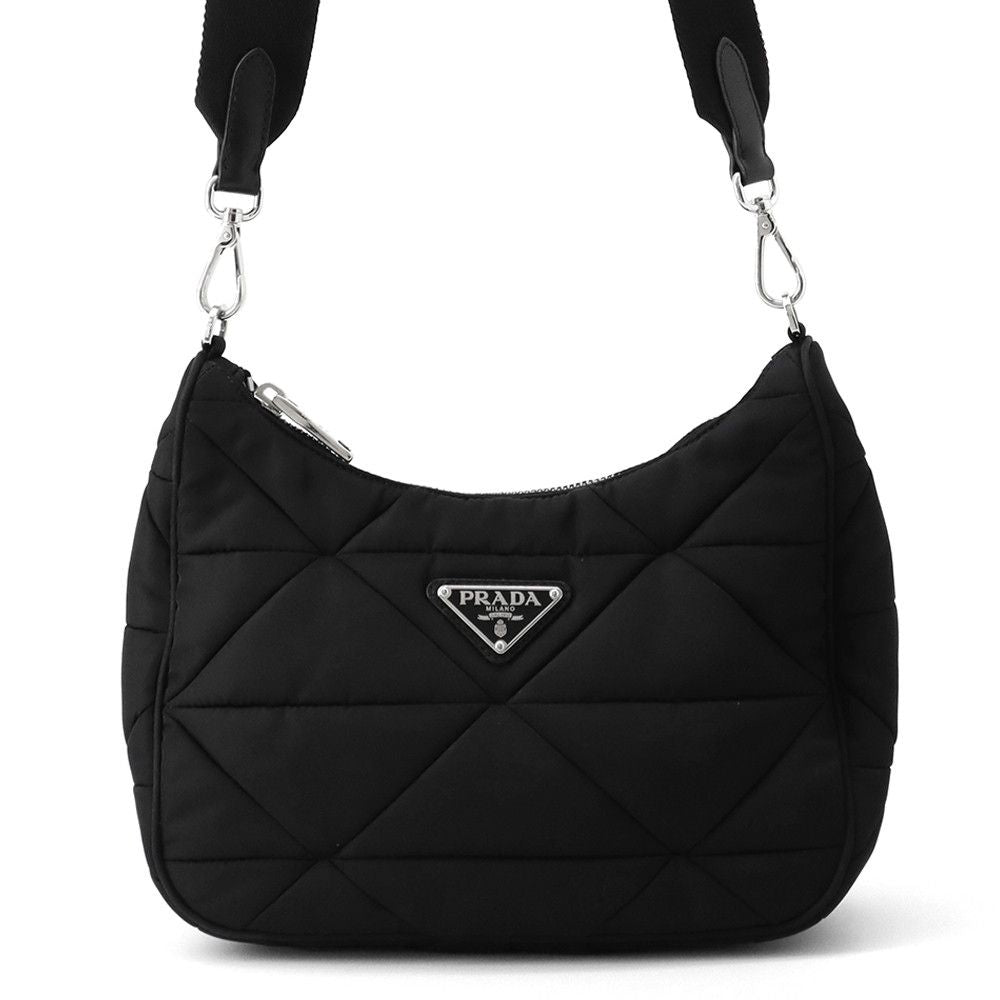 Prada Shoulder Bag Padded Nylon Quilted Black