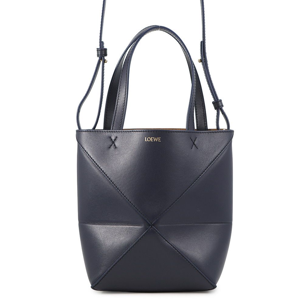 Loewe Tote Puzzle Fold Mini Shiny Calf Leather 2-Way