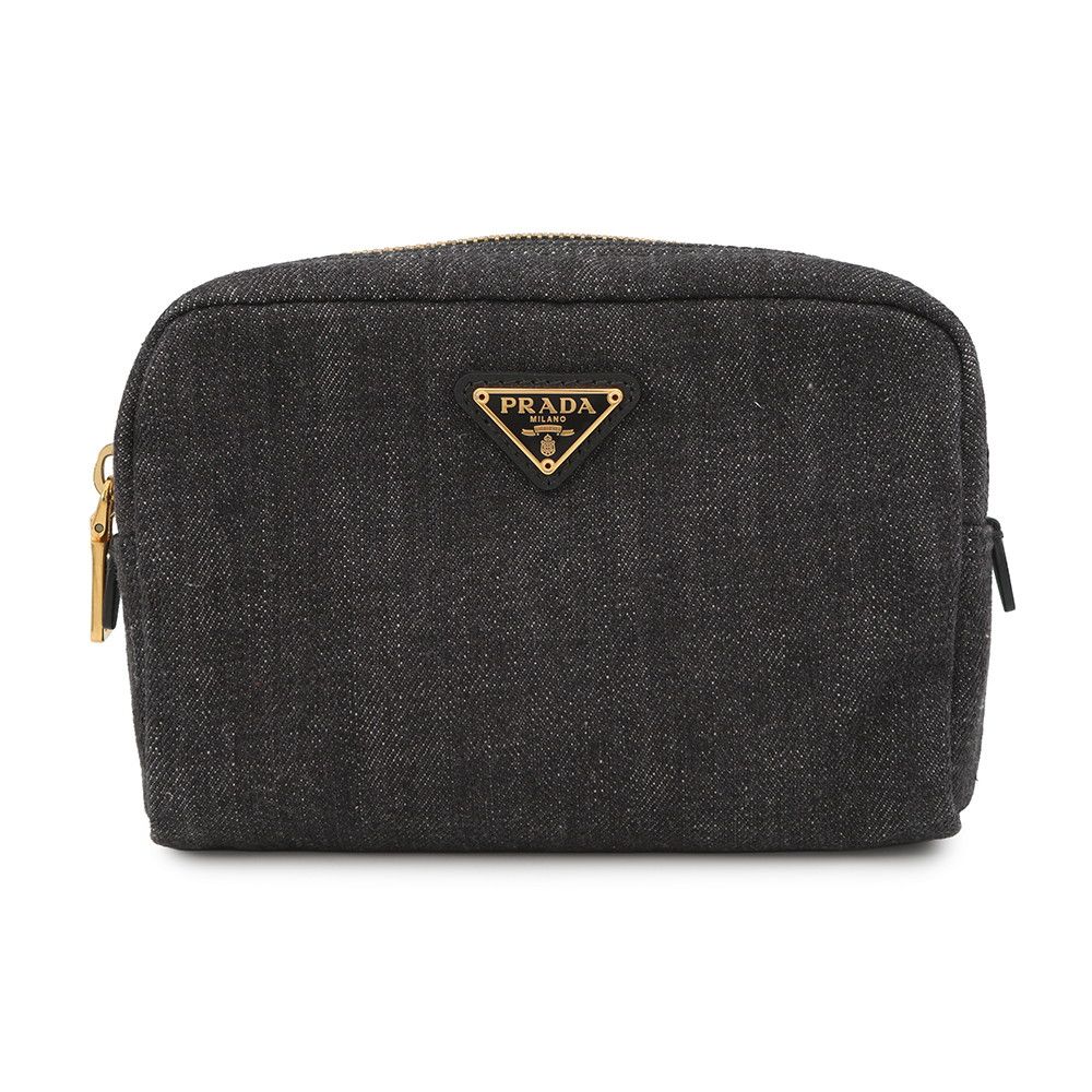Prada Pouch Triangle Logo Denim Case