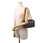 Prada Chain Shoulder Bag Triangle Logo Nylon Black — view 4