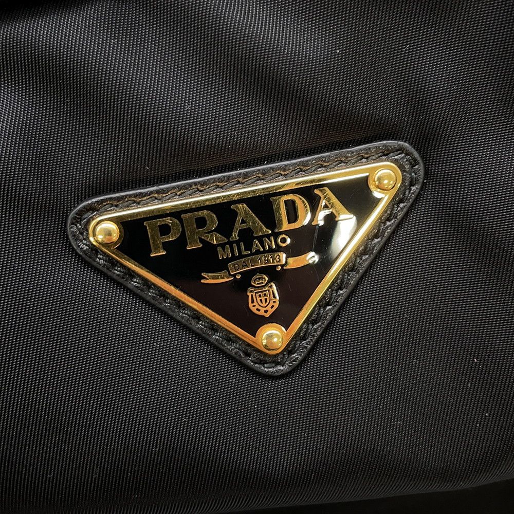 Prada Chain Shoulder Bag Triangle Logo Nylon Black — view 9