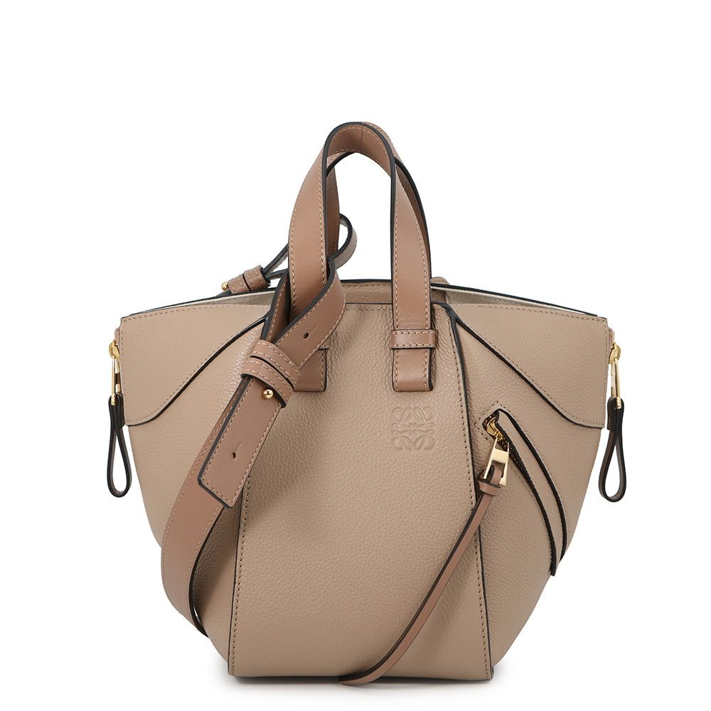 Loewe Handbag Hammock Bag Compact Soft Gray Necklace Leather 2-Way Beige