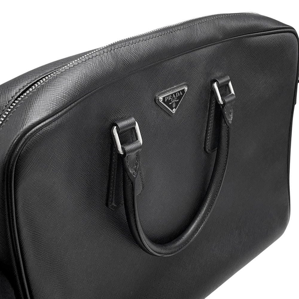 Prada Briefcase Saffiano Triangle Logo 2-Way Shoulder Black — view 7