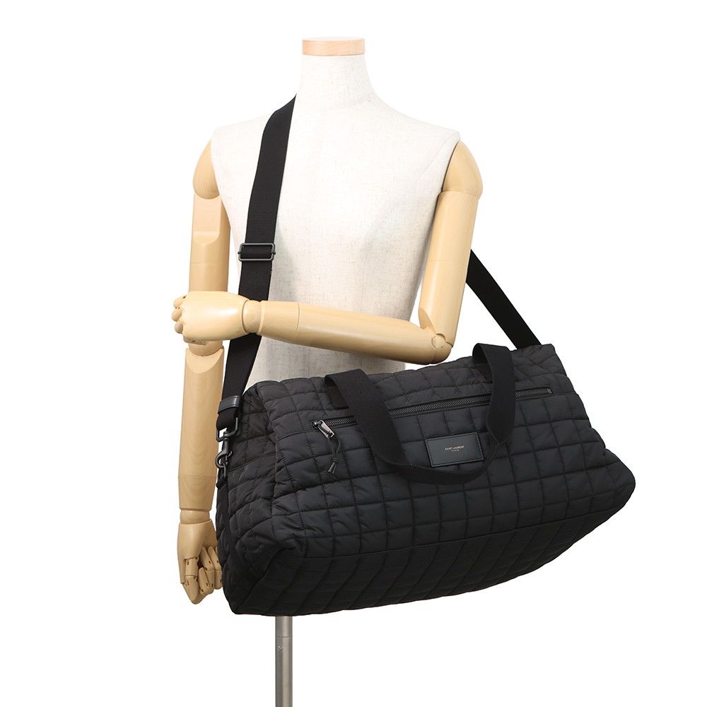 Saint Laurent Boston Bag Nux Duffle Quilted Nylon Paris 2-Way Black — view 5