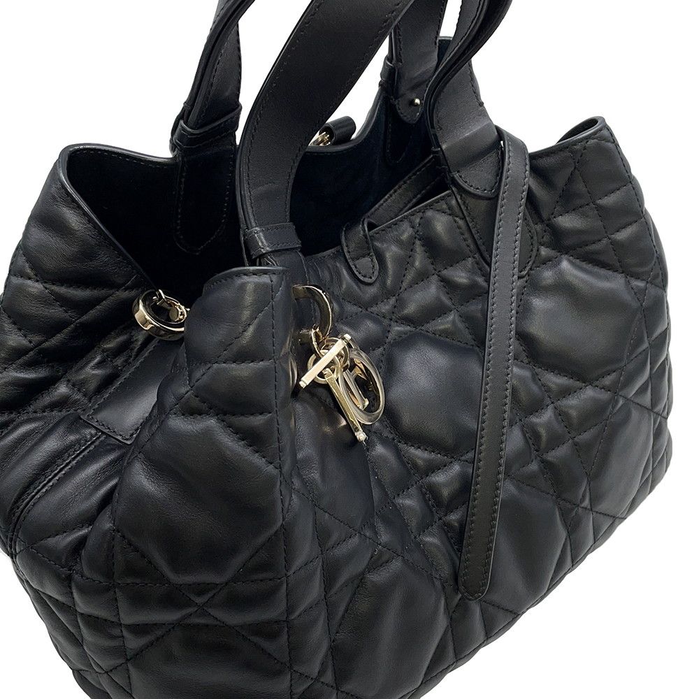 Dior Handbag Macro Cannage Toujour Leather Black — view 7