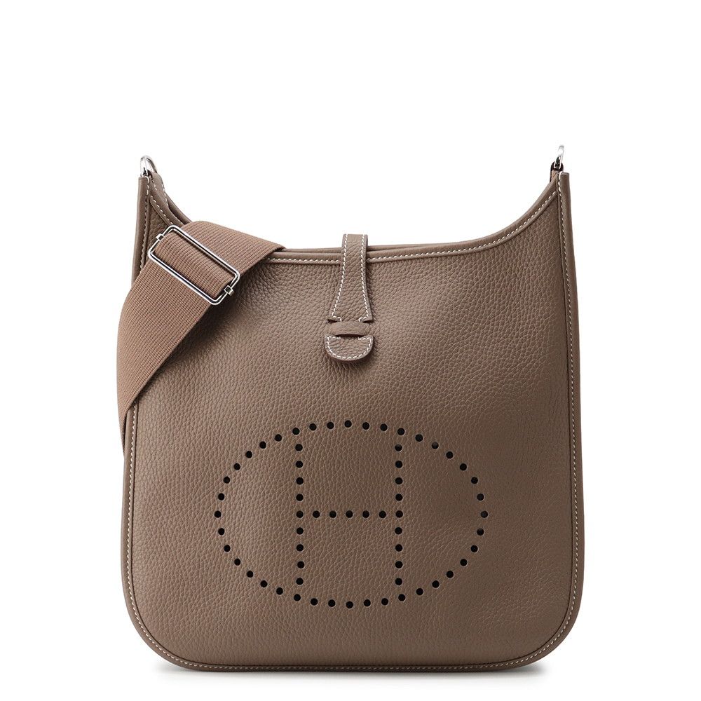 Hermes Shoulder Bag Evelyne 3 PM Etoupe Silver Taurillon Clemence