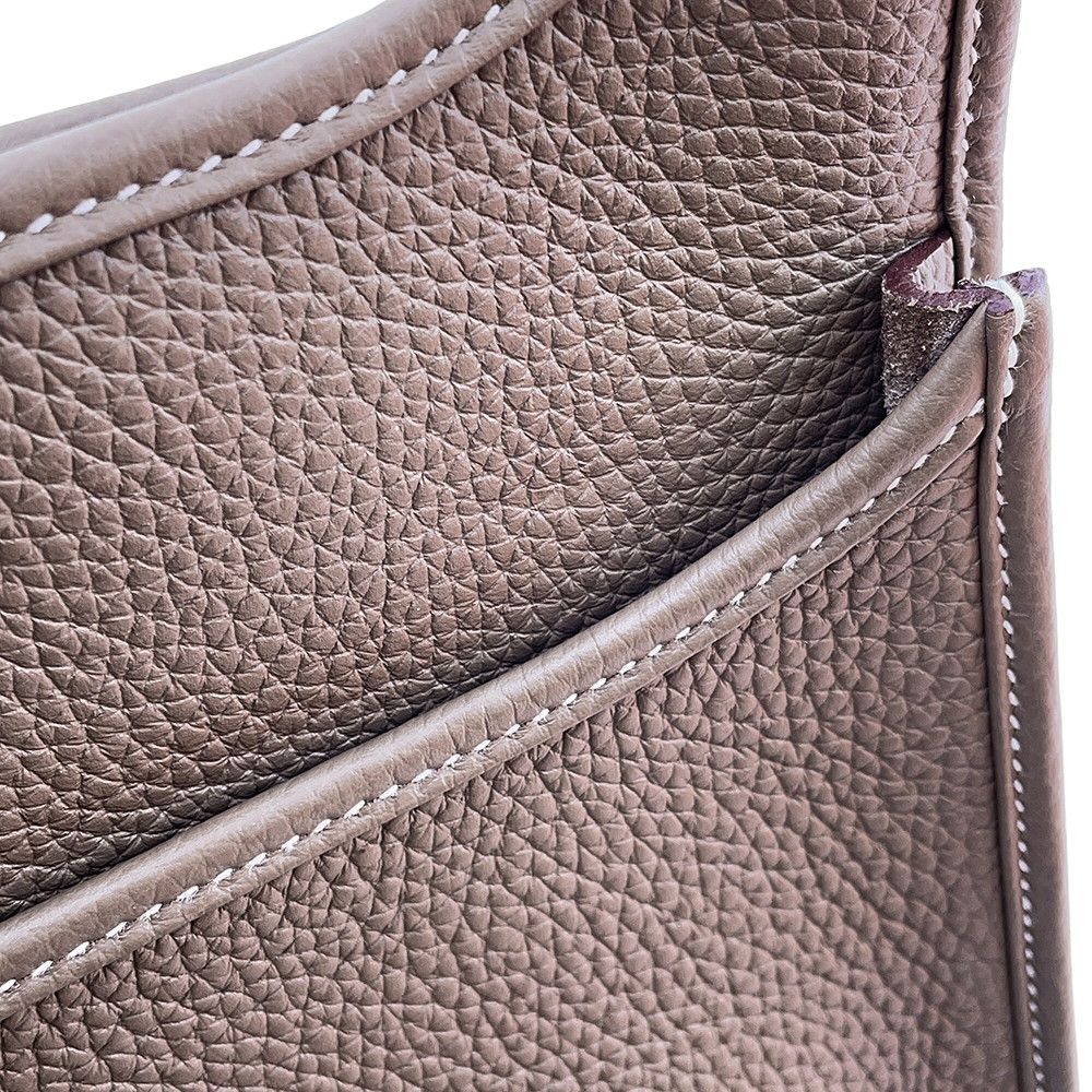Hermes Shoulder Bag Evelyne 3 PM Etoupe Silver Taurillon Clemence — view 9