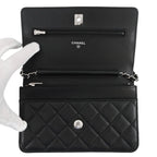 Chanel Chain Wallet Classic Quilted CC Logo Lambskin Black — view 5
