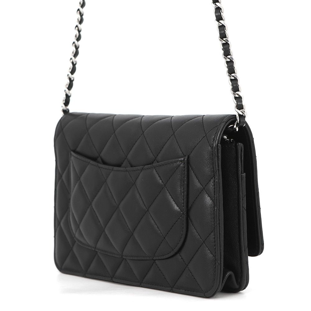 Chanel Chain Wallet Classic Quilted CC Logo Lambskin Black — view 2