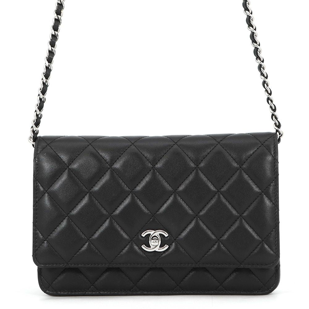 Chanel Chain Wallet Classic Quilted CC Logo Lambskin Black