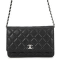 Chanel Chain Wallet Classic Quilted CC Logo Lambskin Black