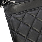 Chanel Chain Wallet Classic Quilted CC Logo Lambskin Black — view 9