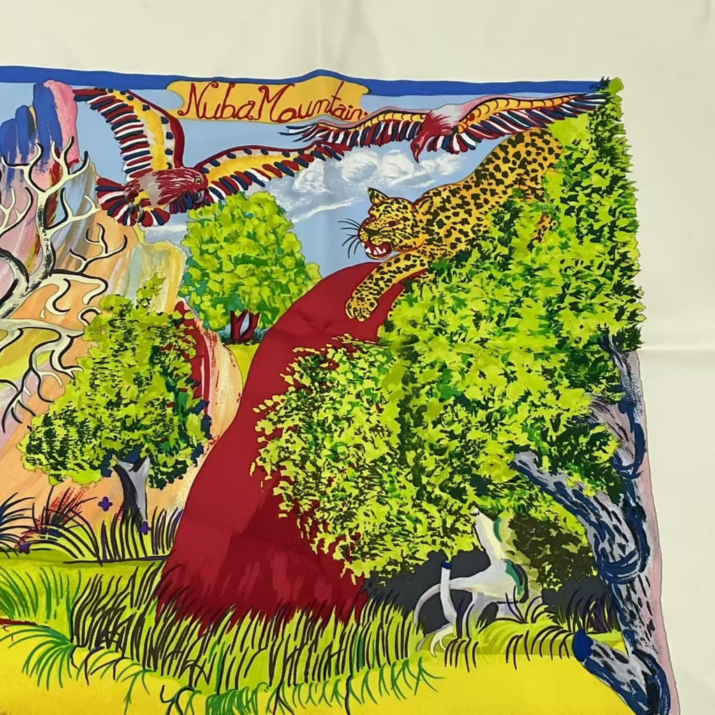 Hermes Carre 90 Nuba Mountain Scarf Silk 100% White — view 3