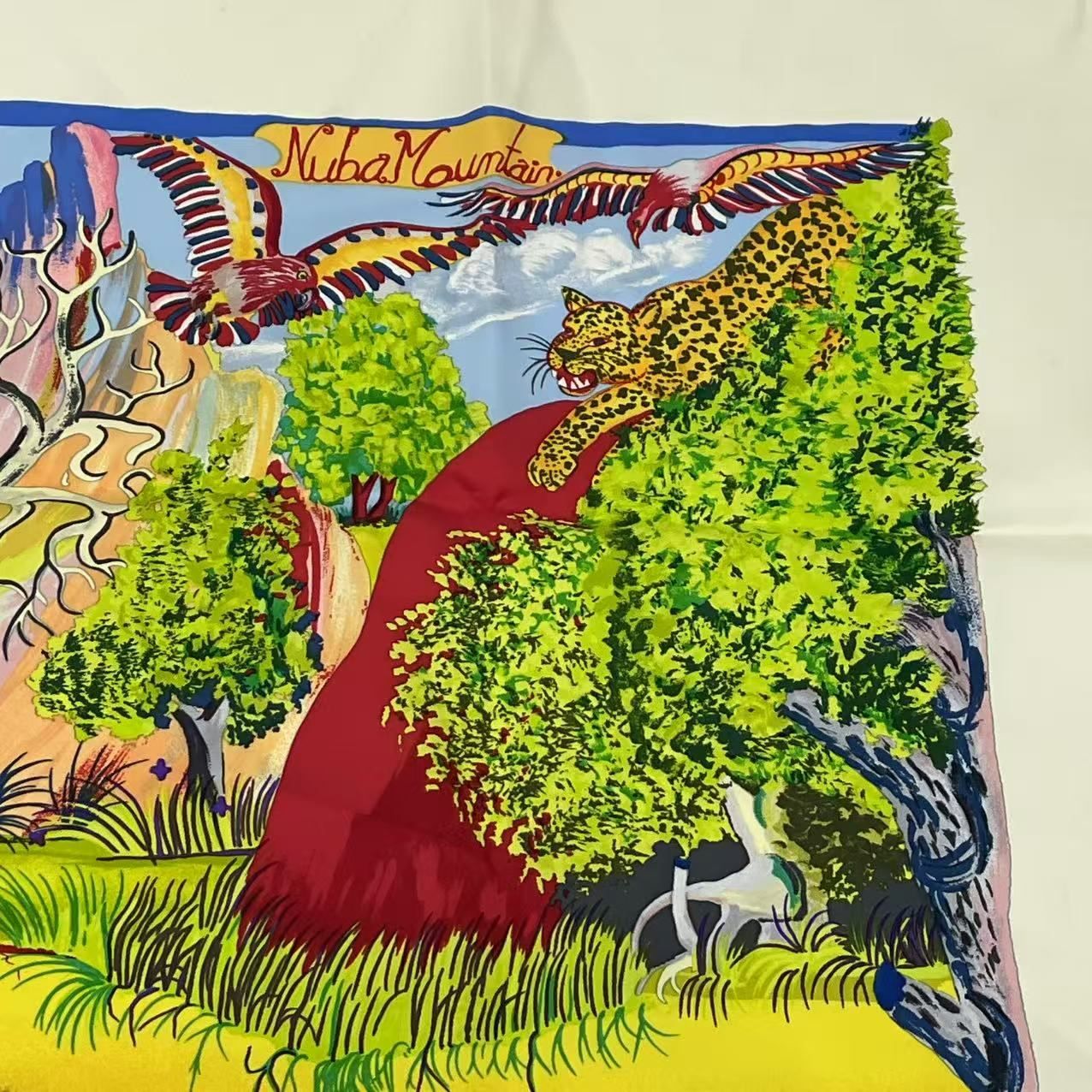 Hermes Carre 90 Nuba Mountain Scarf Silk 100% White — view 3