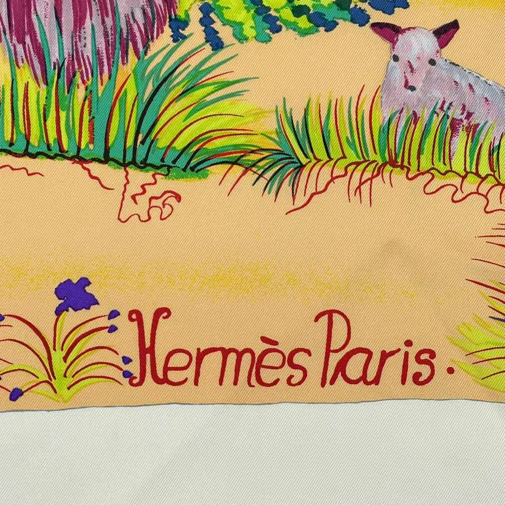 Hermes Carre 90 Nuba Mountain Scarf Silk 100% White — view 6