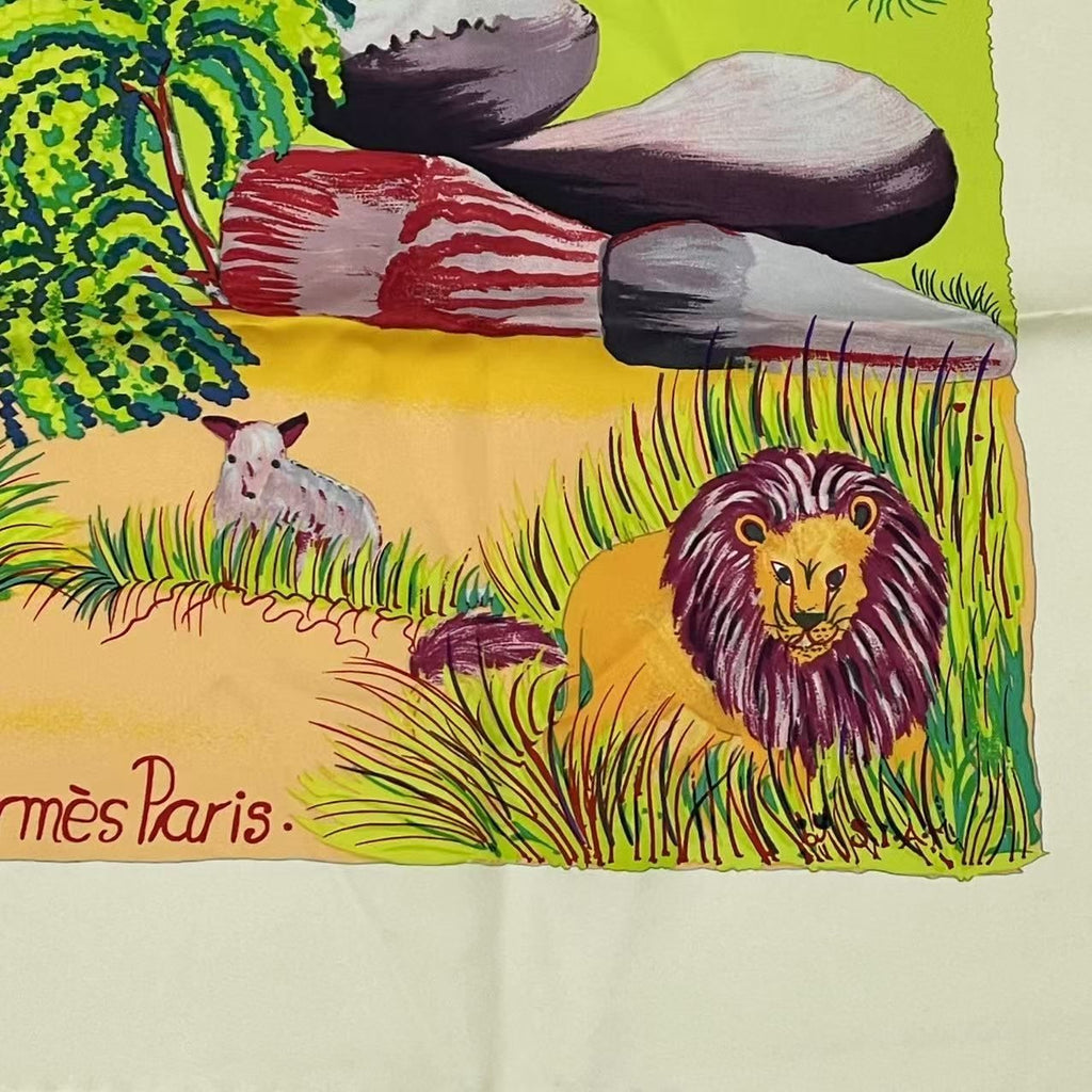 Hermes Carre 90 Nuba Mountain Scarf Silk 100% White — view 5