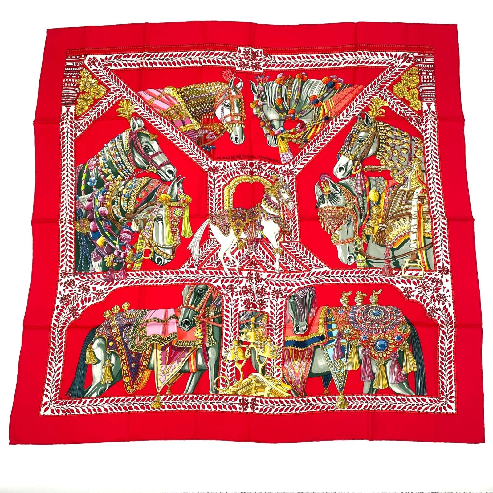 Hermes Scarf Carre 90 la Danse du Cheval Marwari Horse Dance Silk