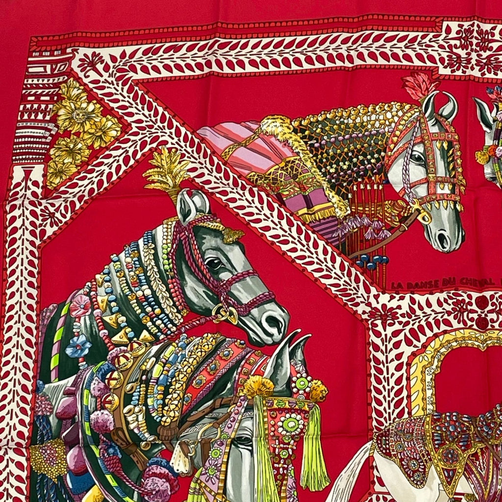 Hermes Scarf Carre 90 la Danse du Cheval Marwari Horse Dance Silk — view 2