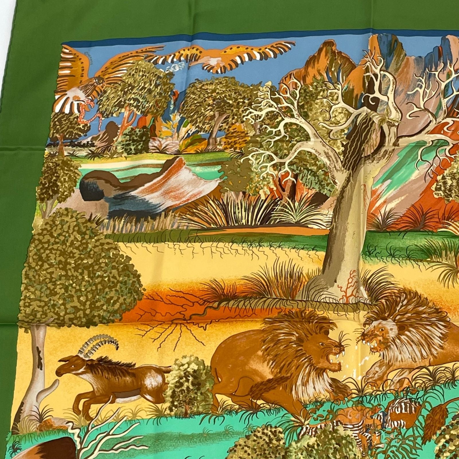 Hermes Carre 90 Nuba Mountain Scarf Silk 100% Green — view 2