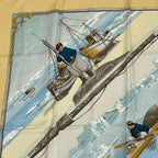 Hermes Carre 90 Gronland Green Land Eskimo Dog Sled Silk Scarf Yellow — view 2