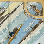 Hermes Carre 90 Gronland Green Land Eskimo Dog Sled Silk Scarf Yellow — view 3