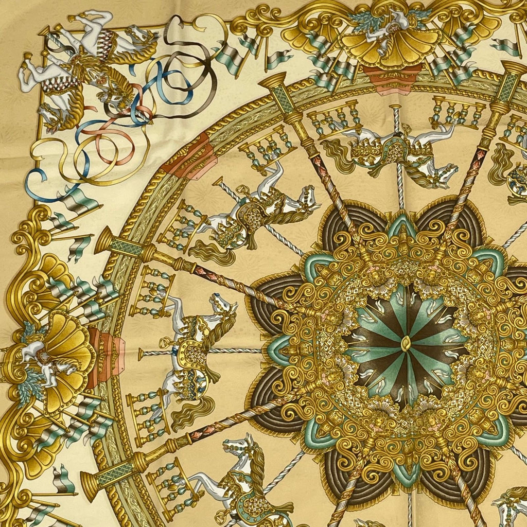 Hermes Carre 90 Luna Park Amusement Scarf Silk Yellow — view 2