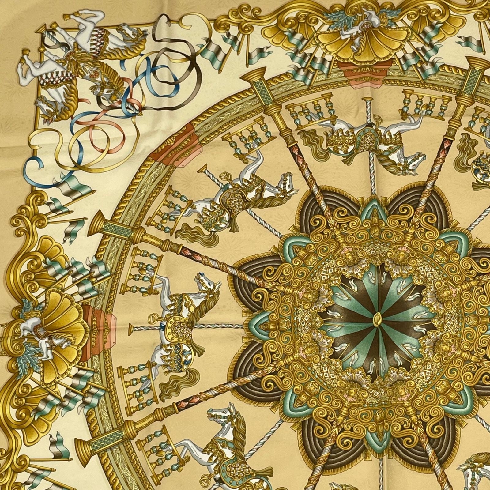 Hermes Carre 90 Luna Park Amusement Scarf Silk Yellow — view 2
