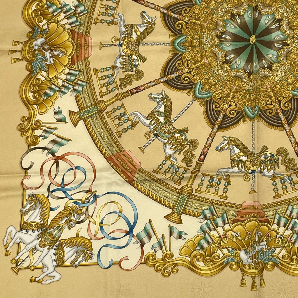 Hermes Carre 90 Luna Park Amusement Scarf Silk Yellow — view 4